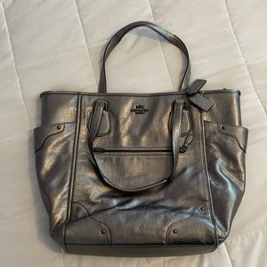 Coach silver tote handbag, never used!